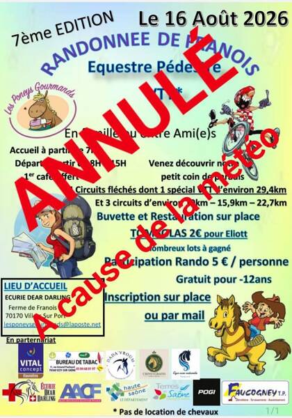 ANNULÉ -> Randonée de Franois Pedestre Equestre VTT